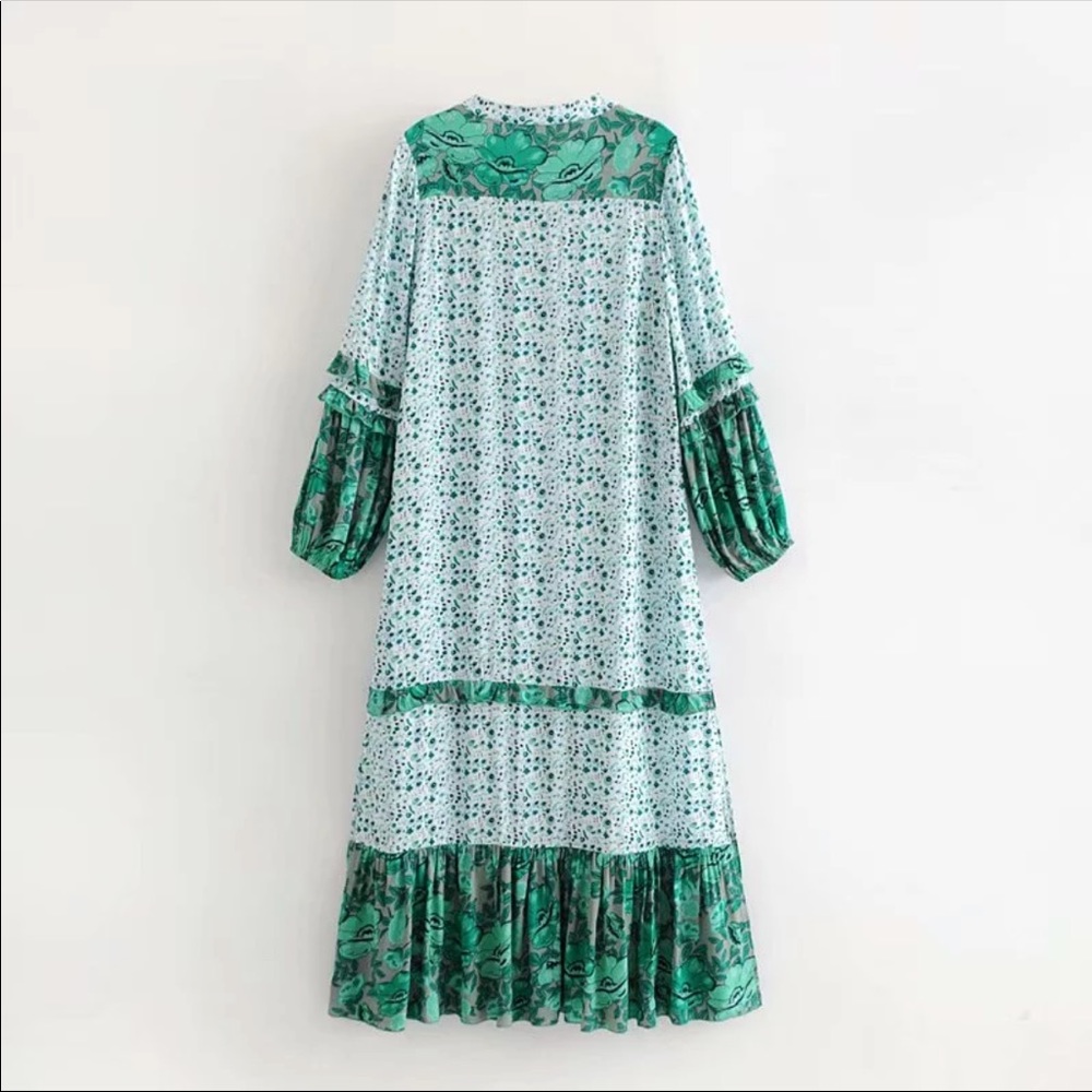 Winona Boho Gypsy Maxi Dress Gown in Ivy Green - Picture 6 of 8